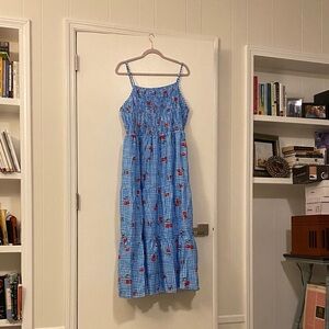 SHEIN Blue and Red Gingham Midi Dress